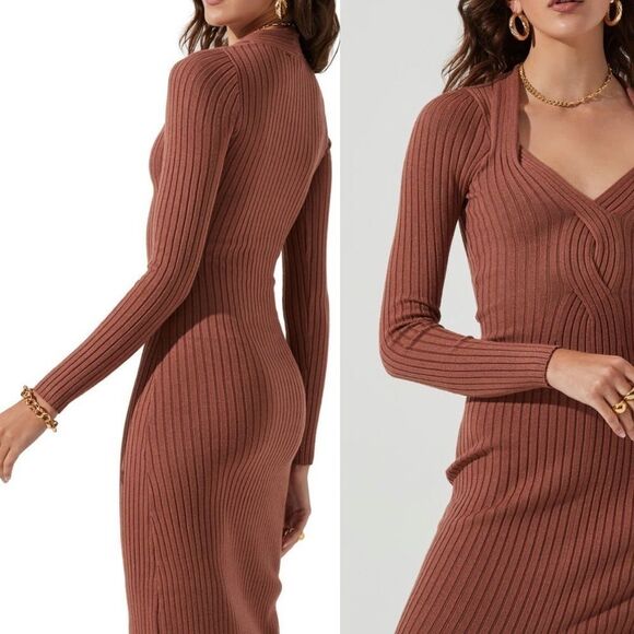 ASTR The Label Long Sleeve Twist Front Sweater Dress - Picture 7 of 9